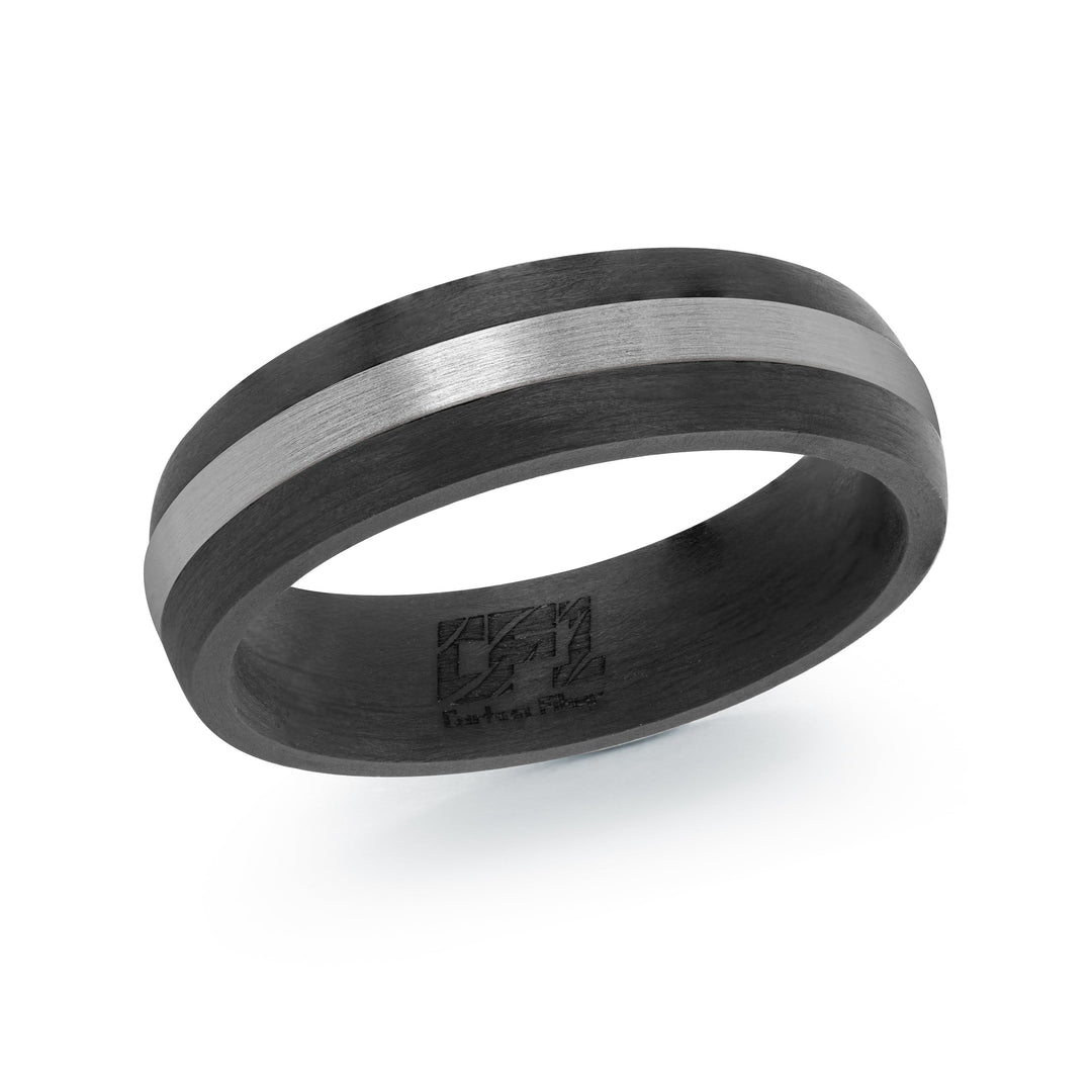 Italgem Steel Dual Carbon Stripe Ring 6mm