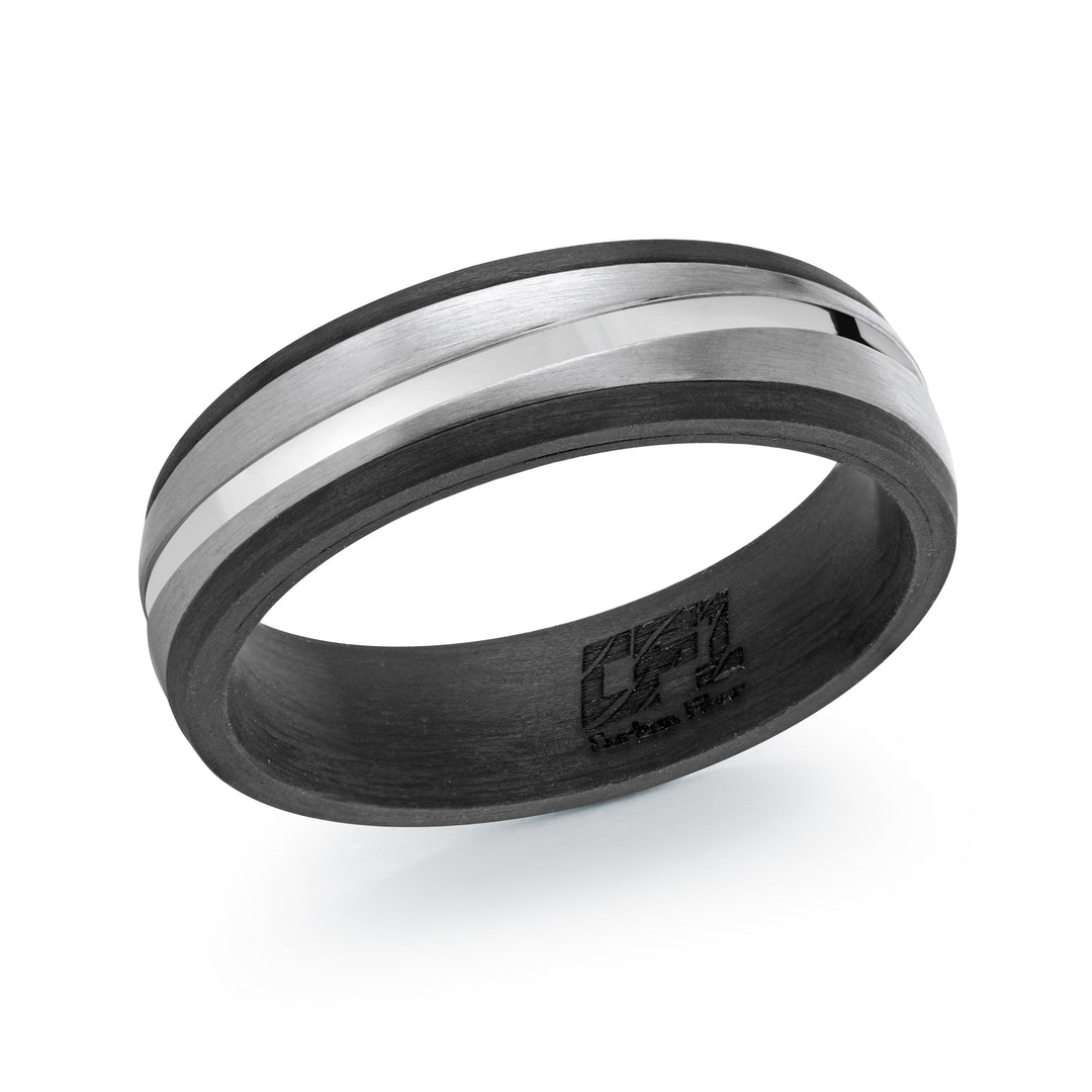 Italgem Steel Dual Carbon Swirl Ring 6mm