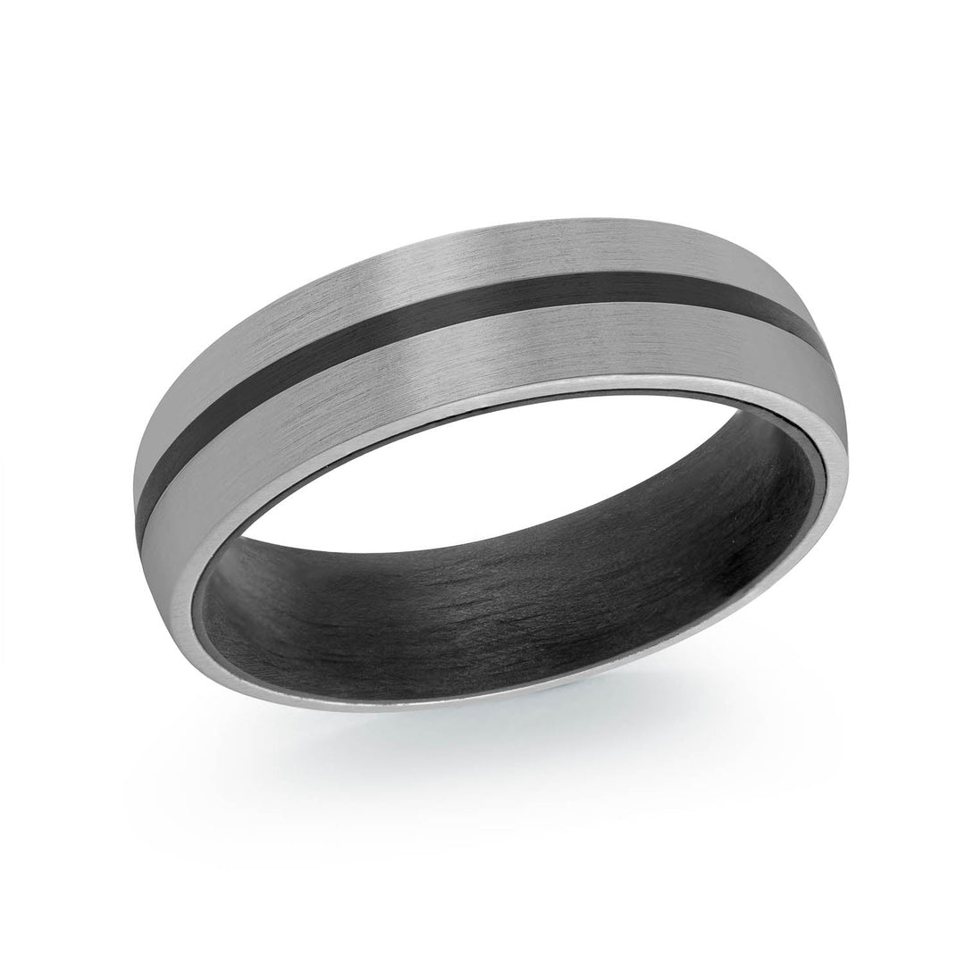 Italgem Steel Carbon Stripe Ring 6mm