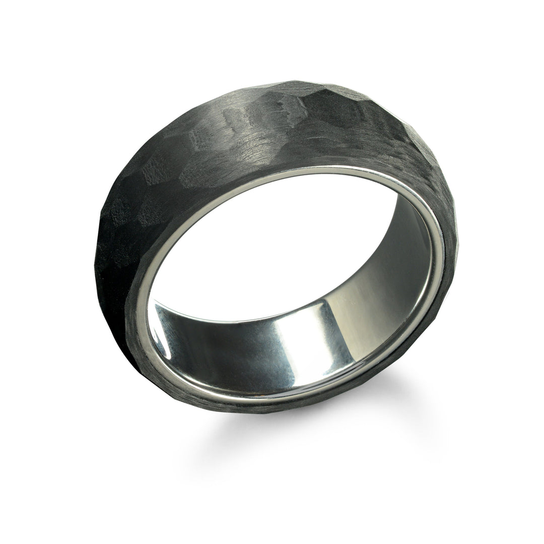 Italgem Steel Textured Carbon Fibre Ring 8mm