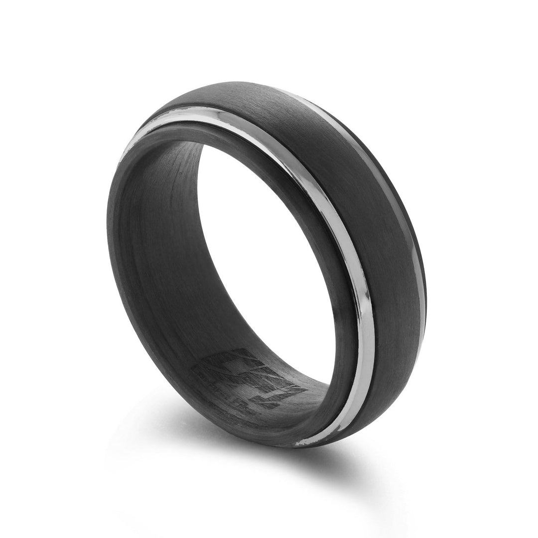 Italgem Steel Carbon Racer Ring 8mm