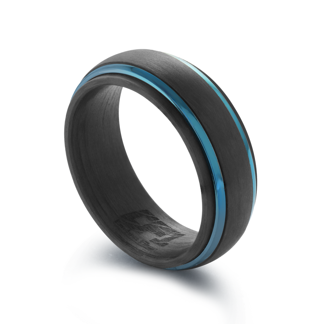 Italgem Steel Carbon Racer Ring 8mm