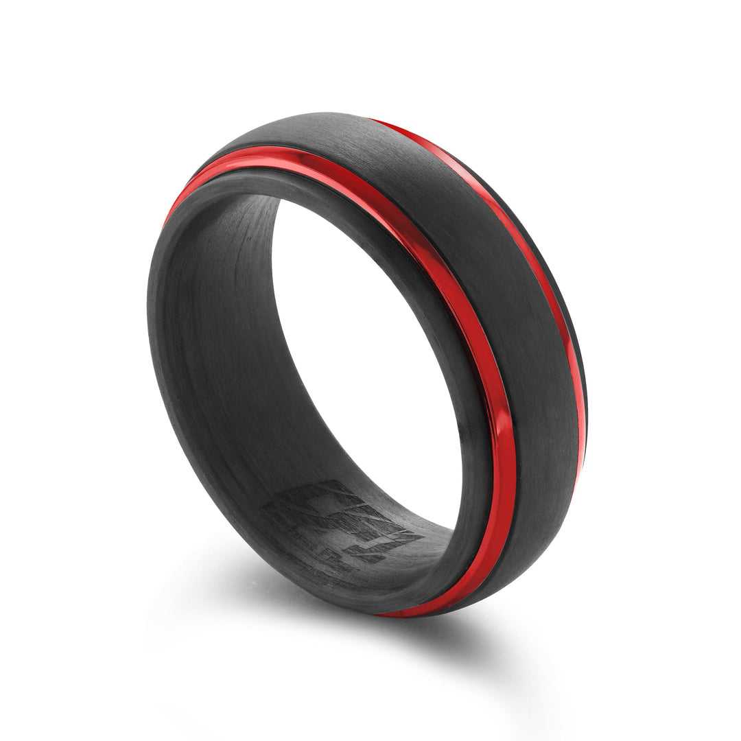 Italgem Steel Carbon Racer Ring 8mm