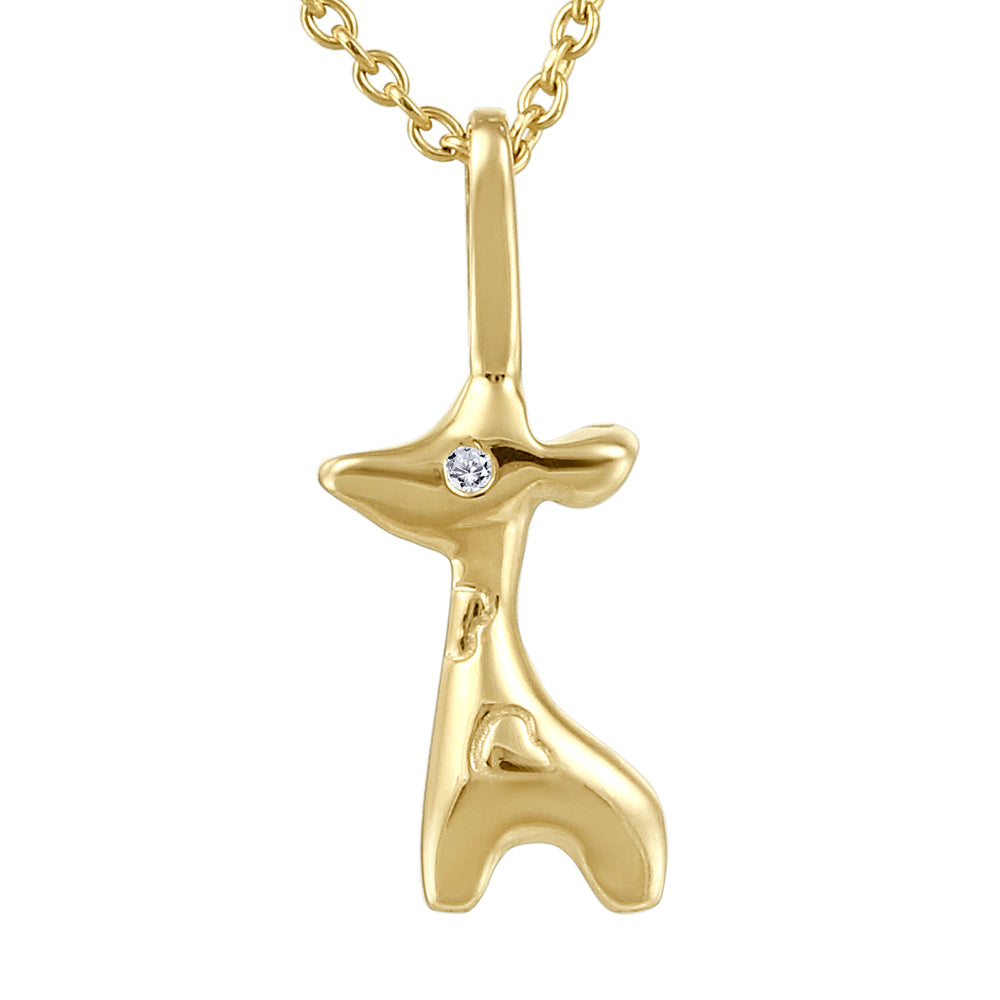 Graziella 10KT Yellow Gold &amp; Diamond Giraffe Necklace