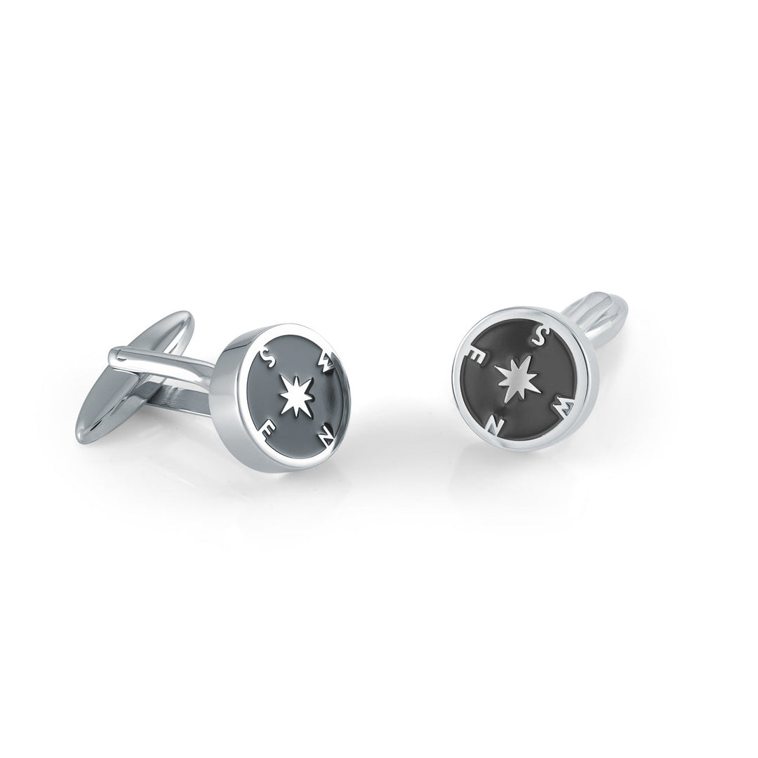 Italgem Steel BLack IP North Star Cufflinks
