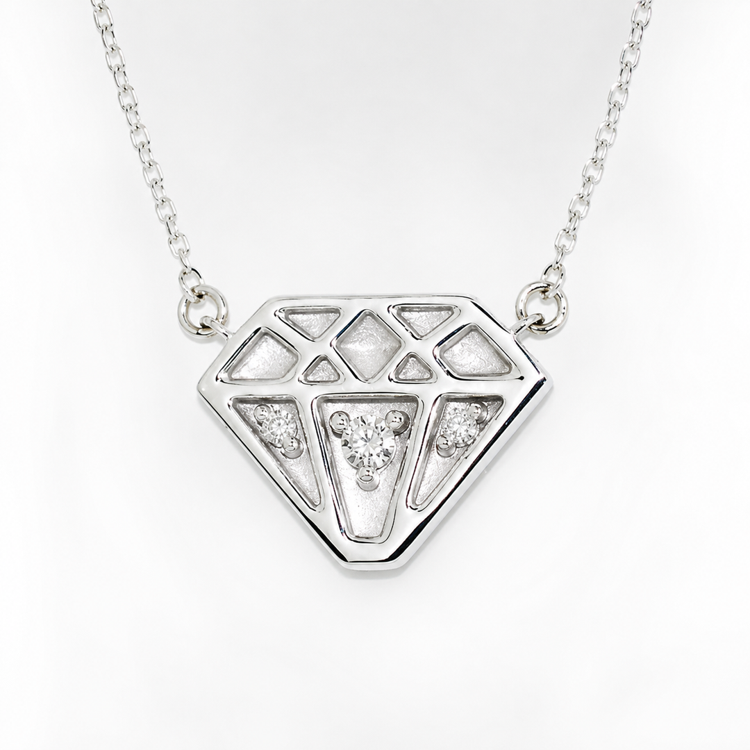 10KT White Gold 18" 0.05CTW Diamond Necklace.