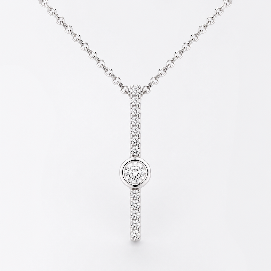 10KT White Gold 18" 0.11CTW Diamond Necklace.