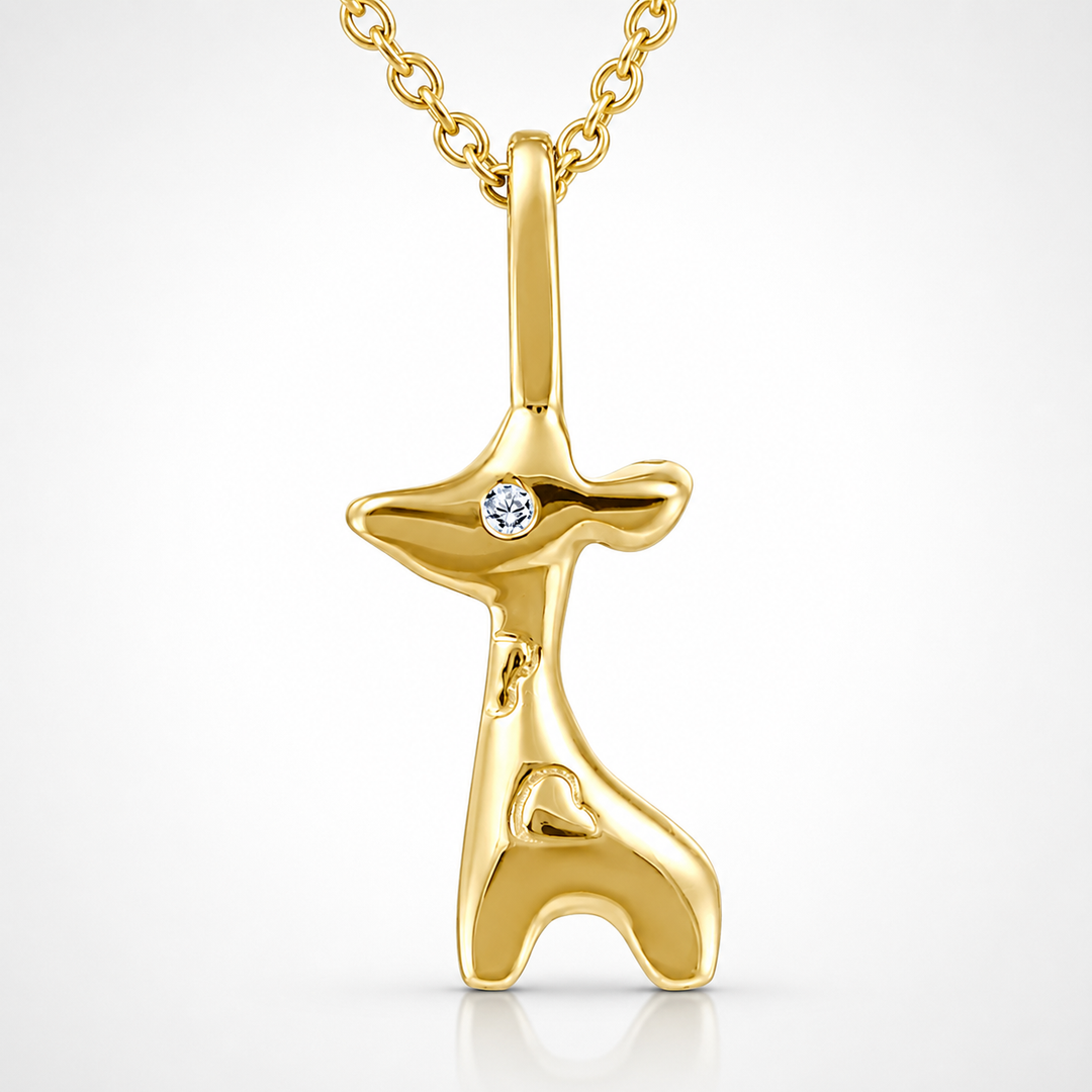 10KT Yellow Gold and Diamond Giraffe Necklace.