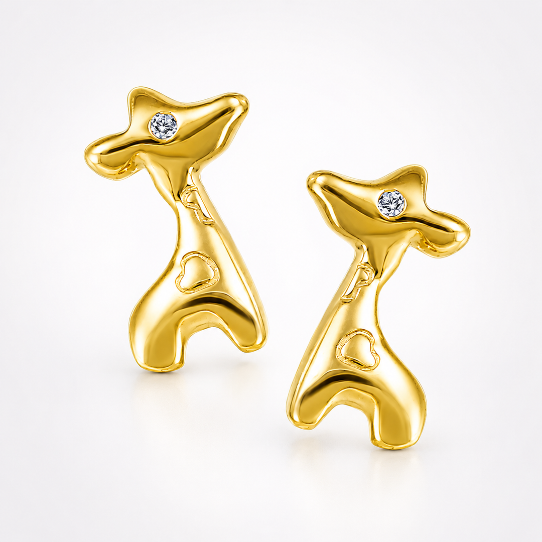 10KT Yellow Gold and Diamond Giraffe Earrings.