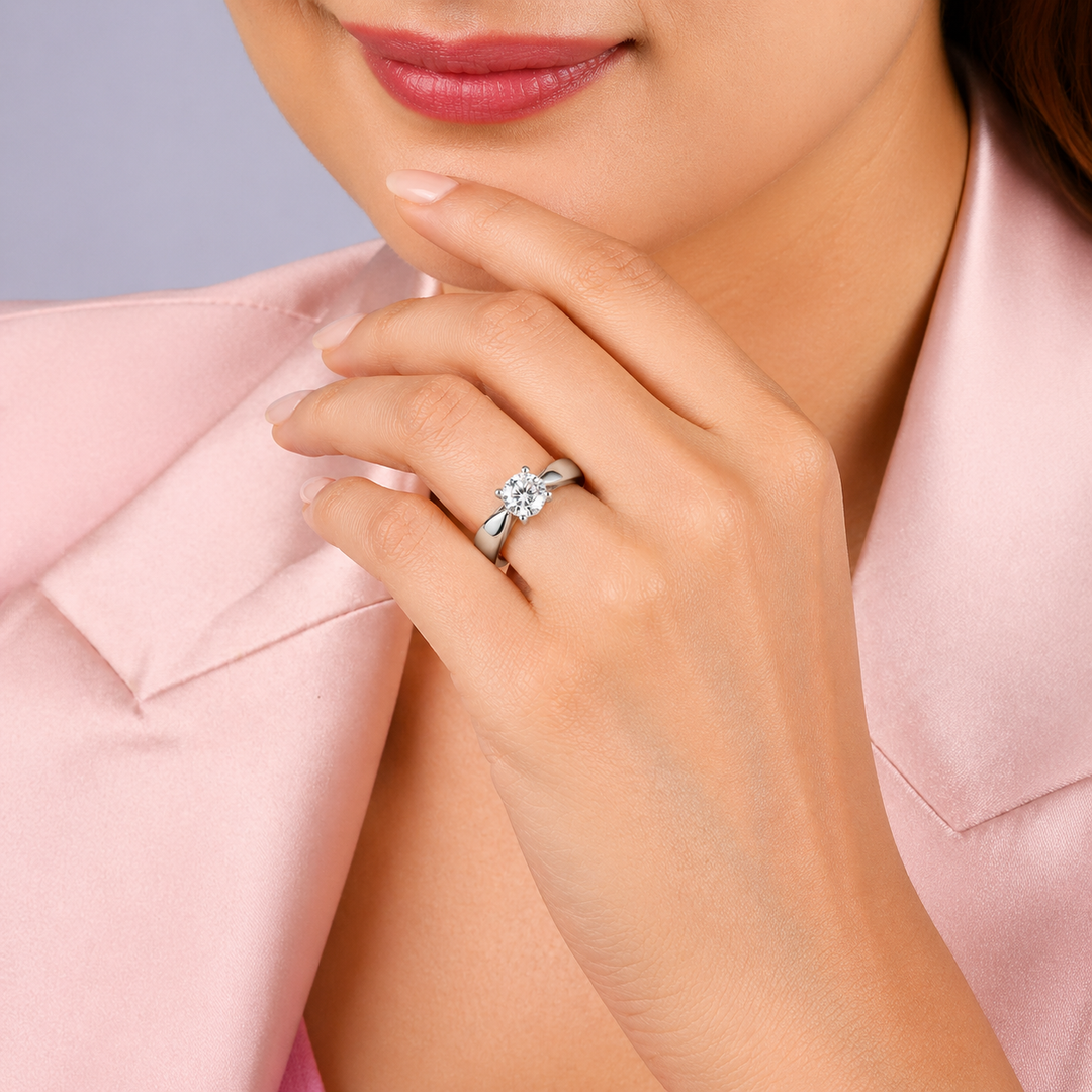 Graziella Platinum 0.55CT Round Brilliant Cut Solitaire Engagement Ring - Size 5.25