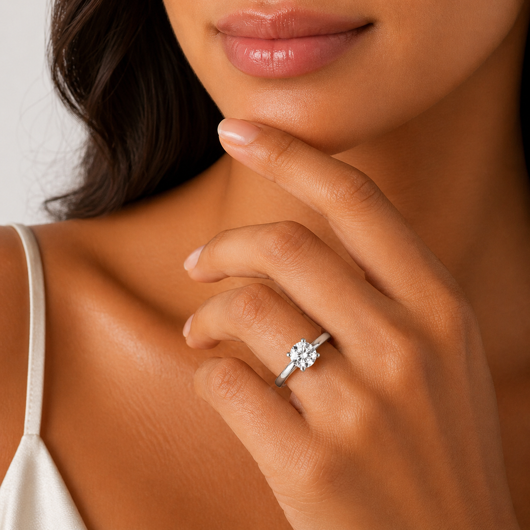 Graziella Platinum 1.52CT Round Diamond Solitaire Engagement Ring - Size 6.25