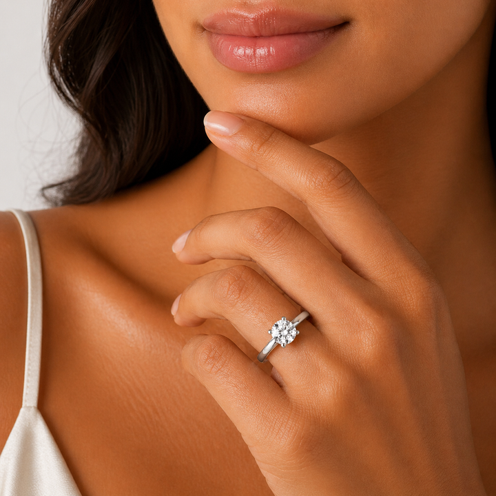 Graziella Platinum 1.52CT Round Diamond Solitaire Engagement Ring - Size 6.25