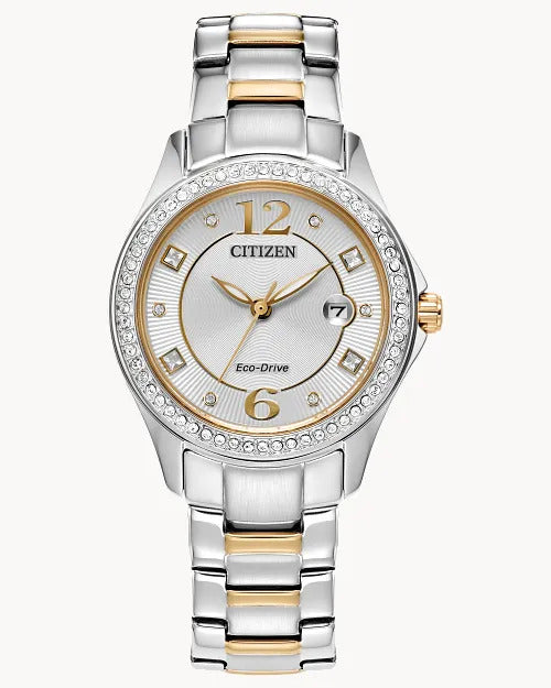 Citizen Crystal 30 mm Eco-Drive Stainless Steel Ladies Watch 