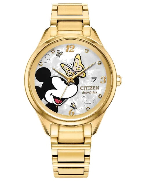 Citizen Mickey Flutterby 37mm Eco-Drive Stainless Steel Watch 