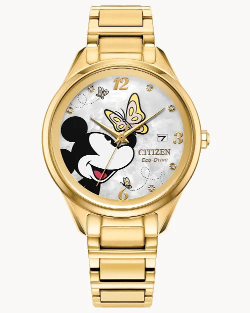 Citizen Mickey Flutterby 37mm Eco-Drive Stainless Steel Watch 