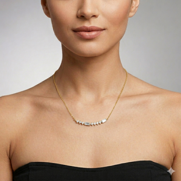 Graziella Sterling Silver Gold Vermeil 18" CZ Morse Code ILU Necklace.