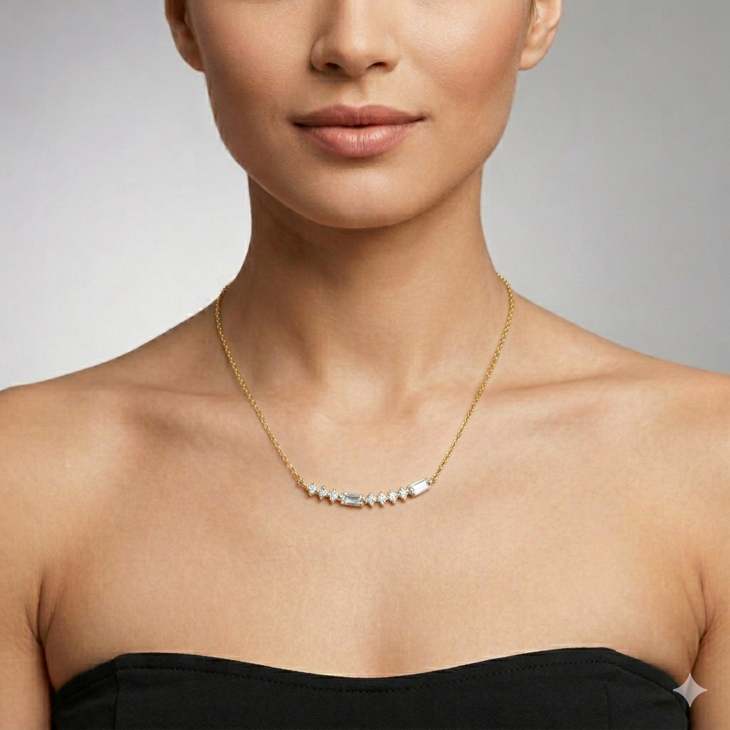 Graziella Sterling Silver 18" CZ Morse Code ILU Necklace.
