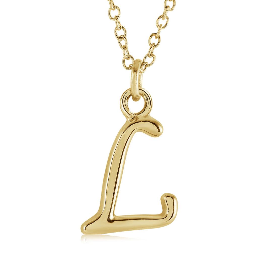 Veloria Stainless Steel IP PLated 18" Letter "L" Initial Necklace.