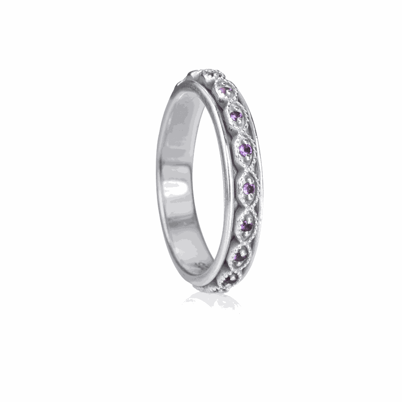 Silver Gate Intuition Amethyst Meditation Ring - Size 6