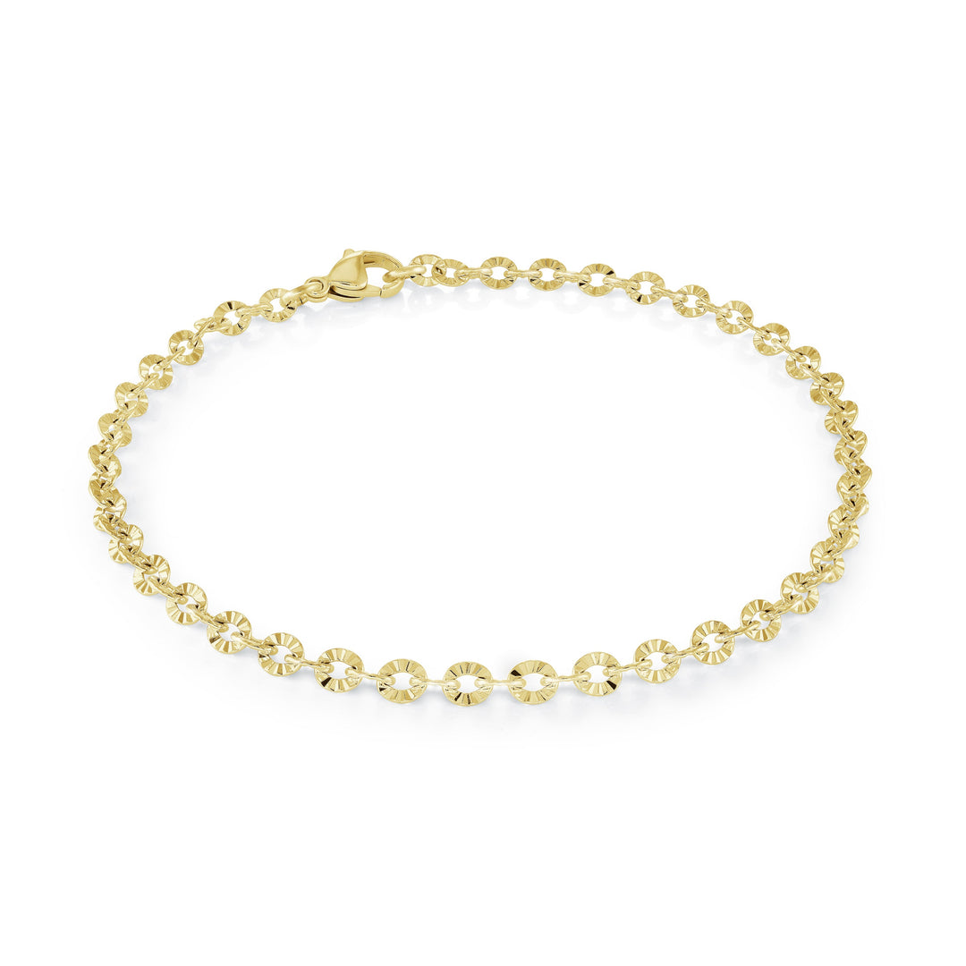 Veloria Gold IP Diamond Cut 9" 4mm Sparkle Anklet