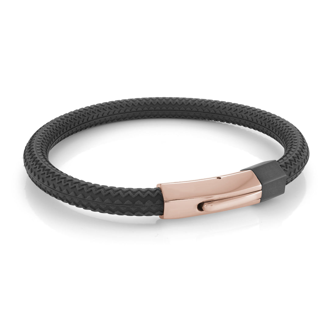 Italgem Steel Silicone Hex Bracelet 9mm