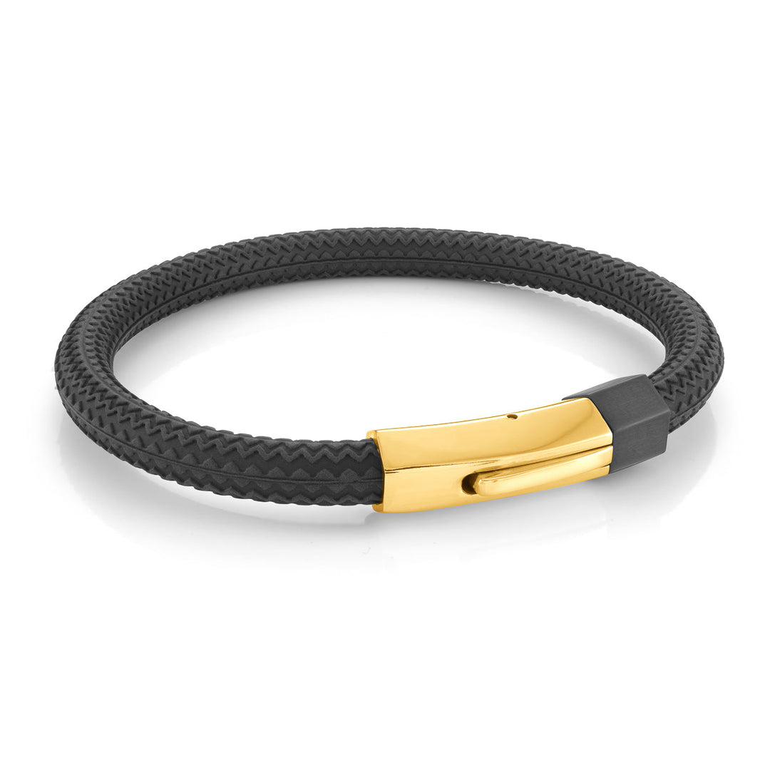 Italgem Steel Silicone Hex Bracelet 9mm