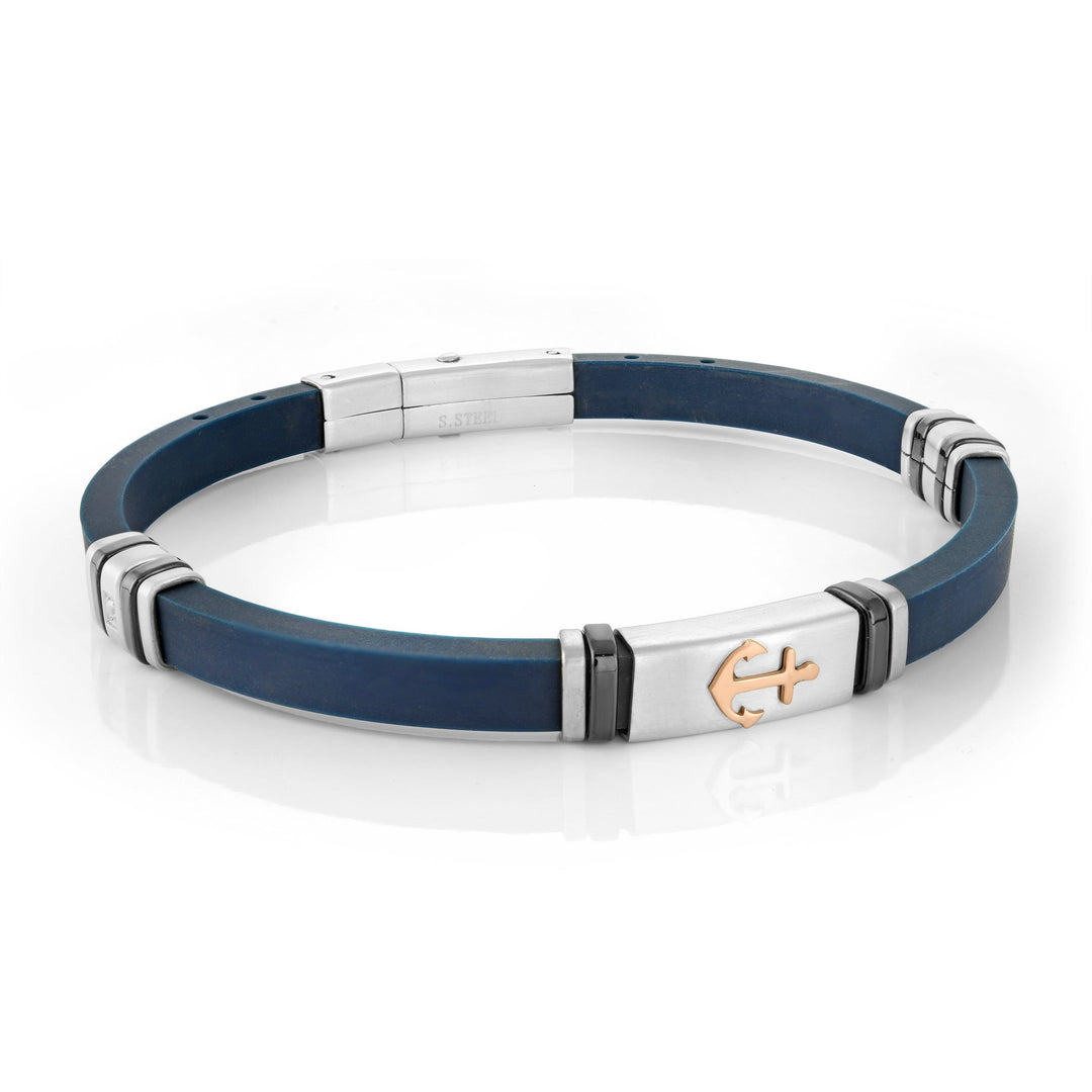 Italgem Steel Anchor Silicone Bracelet 5mm