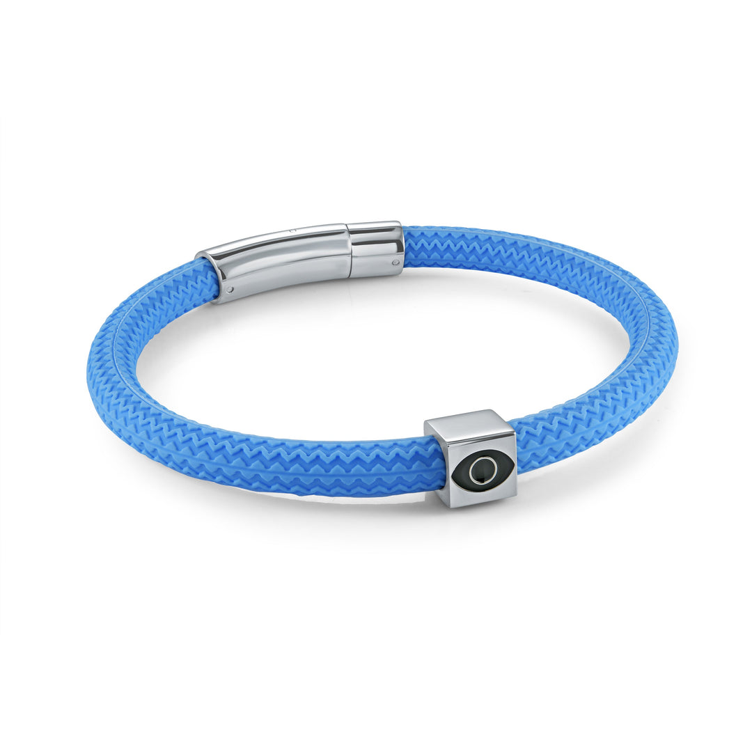 Italgem Steel 6mm  Evil Eye Silicone Bracelet