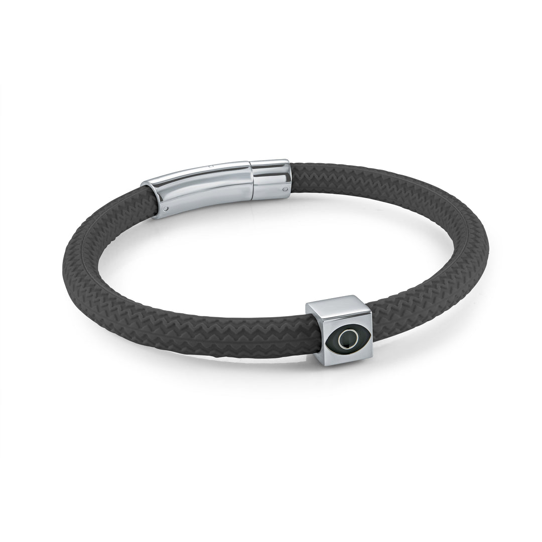 Italgem Steel 6mm  Evil Eye Silicone Bracelet