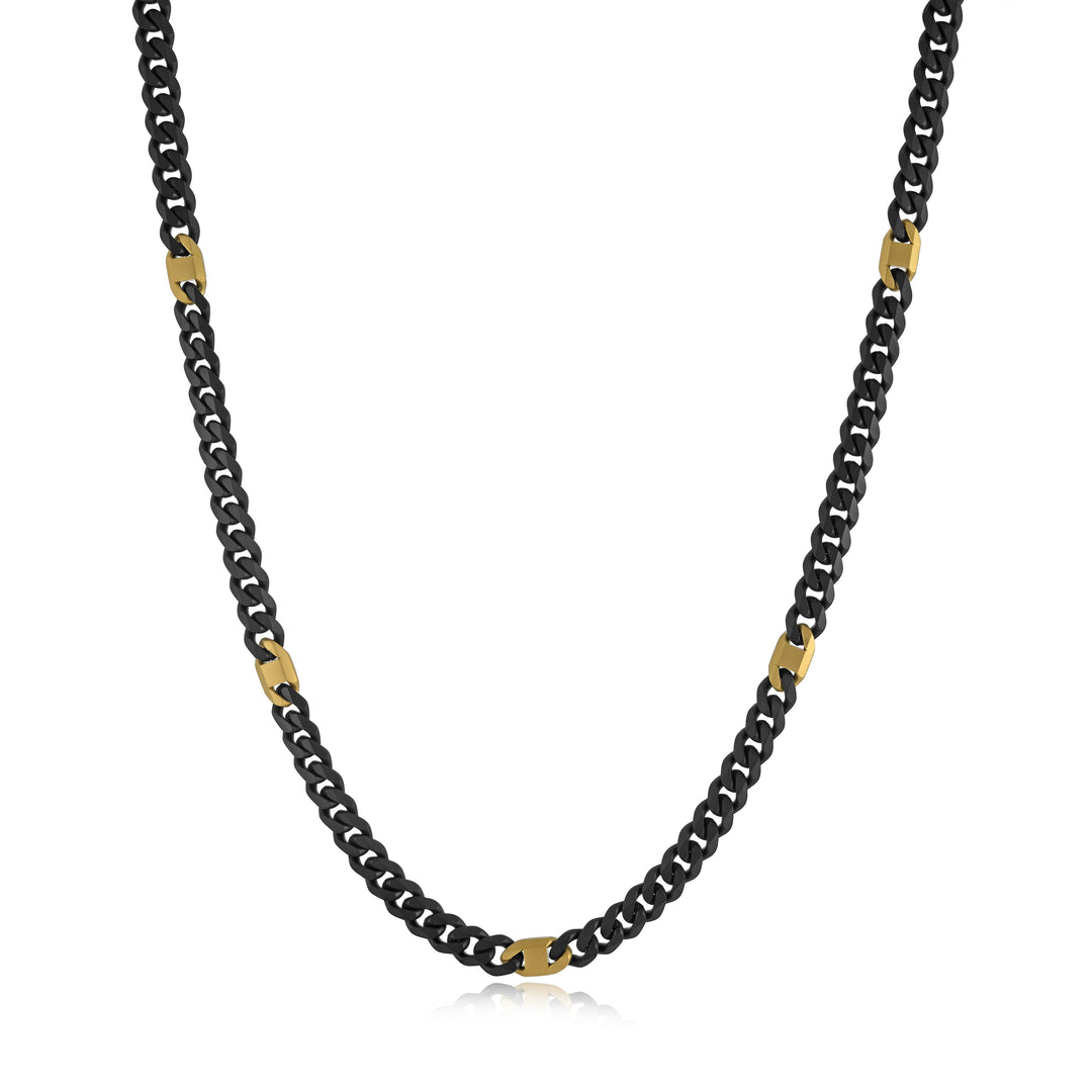 Italgem Steel 6mm Matte Black and Gold Curb Chain
