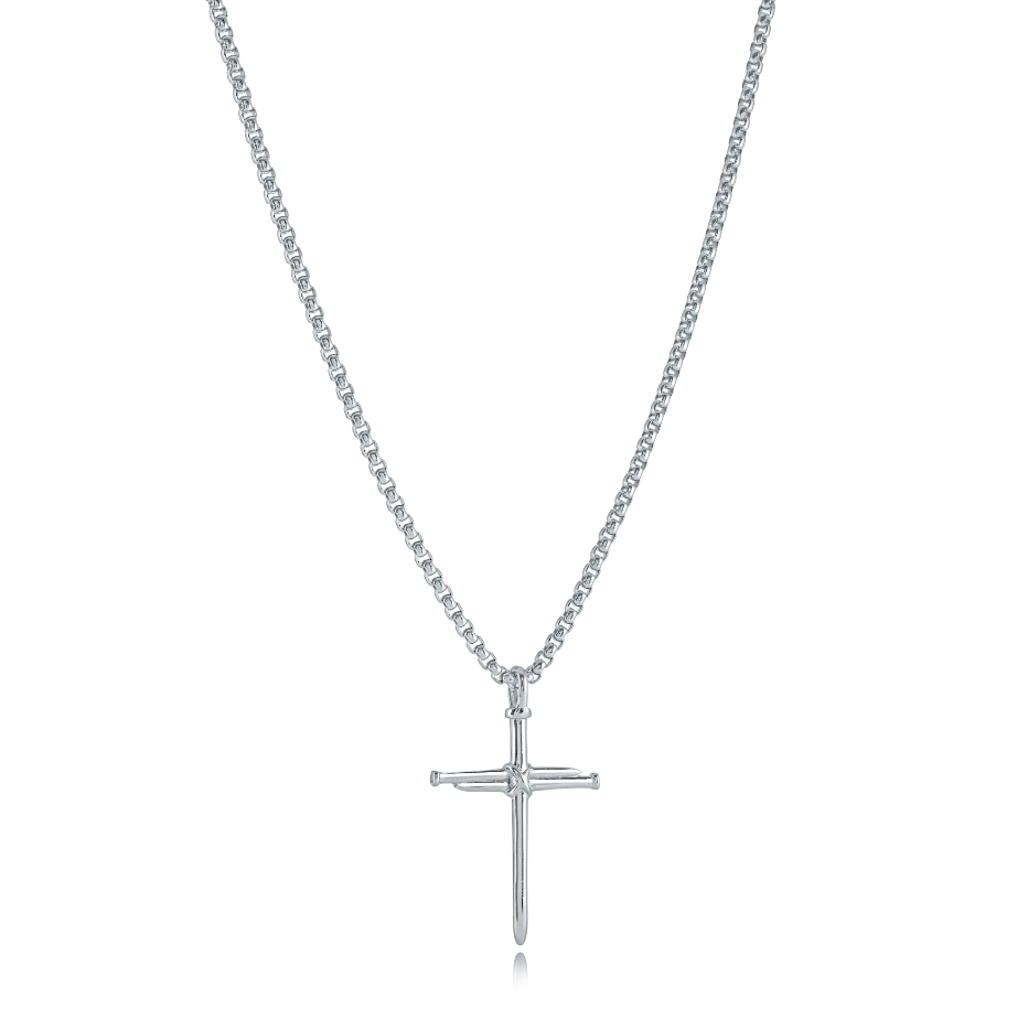 Italgem Steel Nail Cross Pendant Necklace
