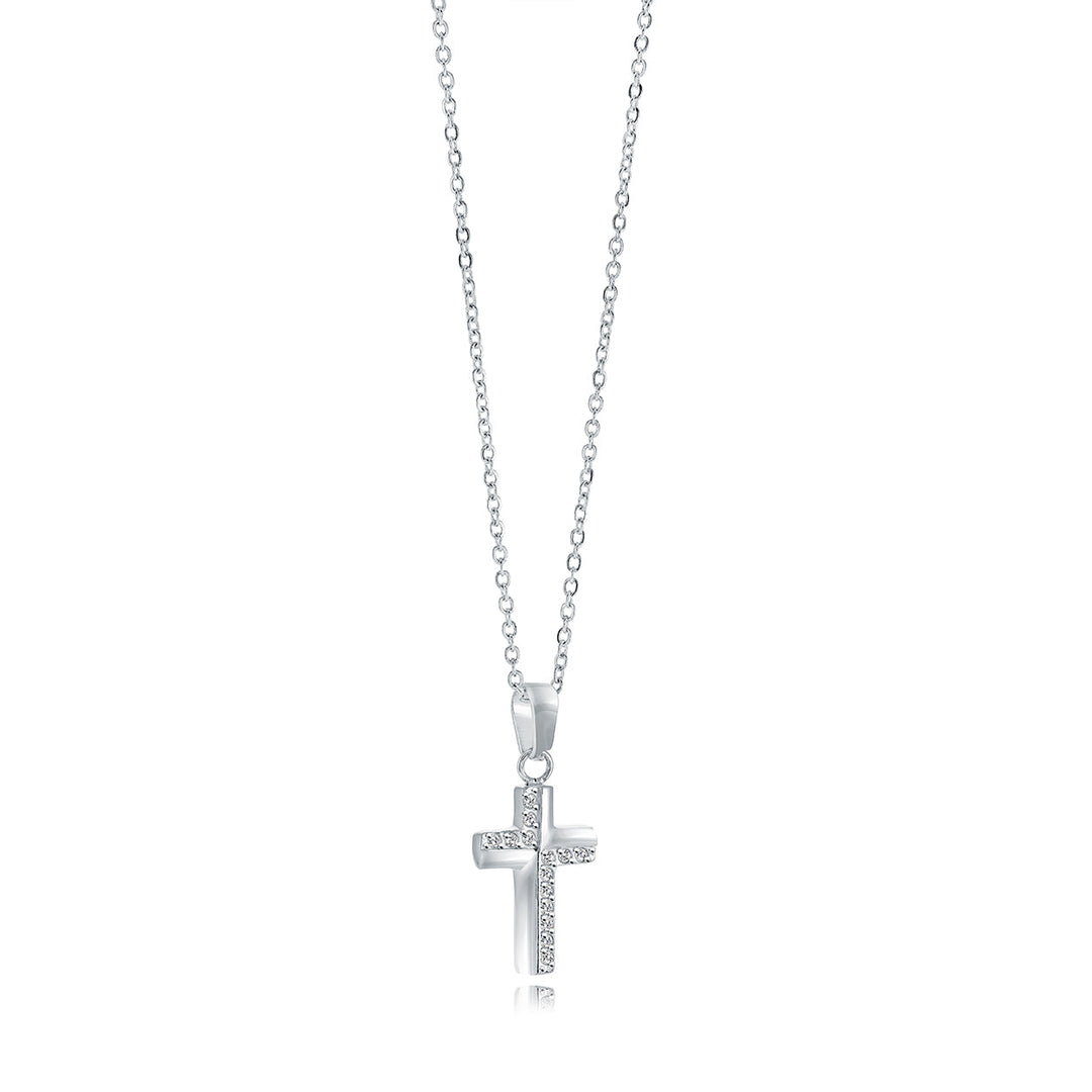 Veloria Half-Cz Micro Cross Necklace