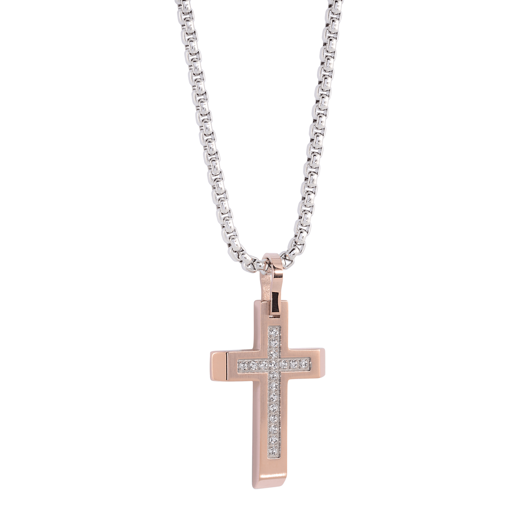 Italgem Steel Studded Cross Pendant