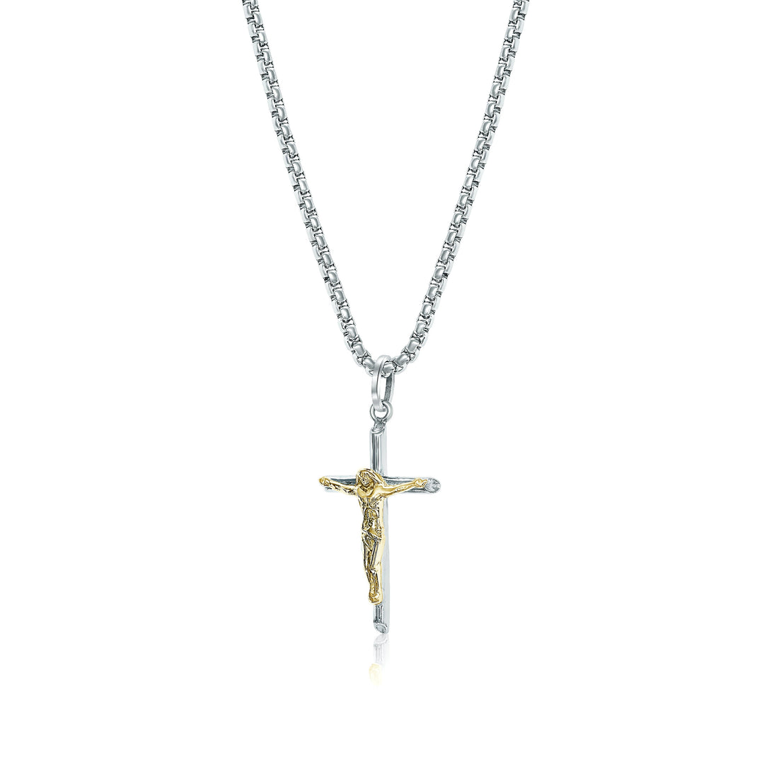 Italgem Steel Gold IP PLated 22" Crucifix Necklace.