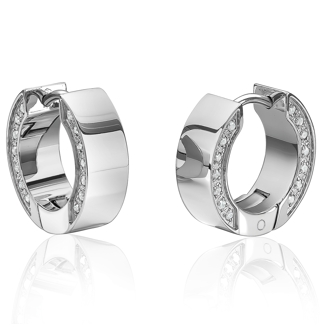 ItalGem Steel C.Z Huggie Earrings.