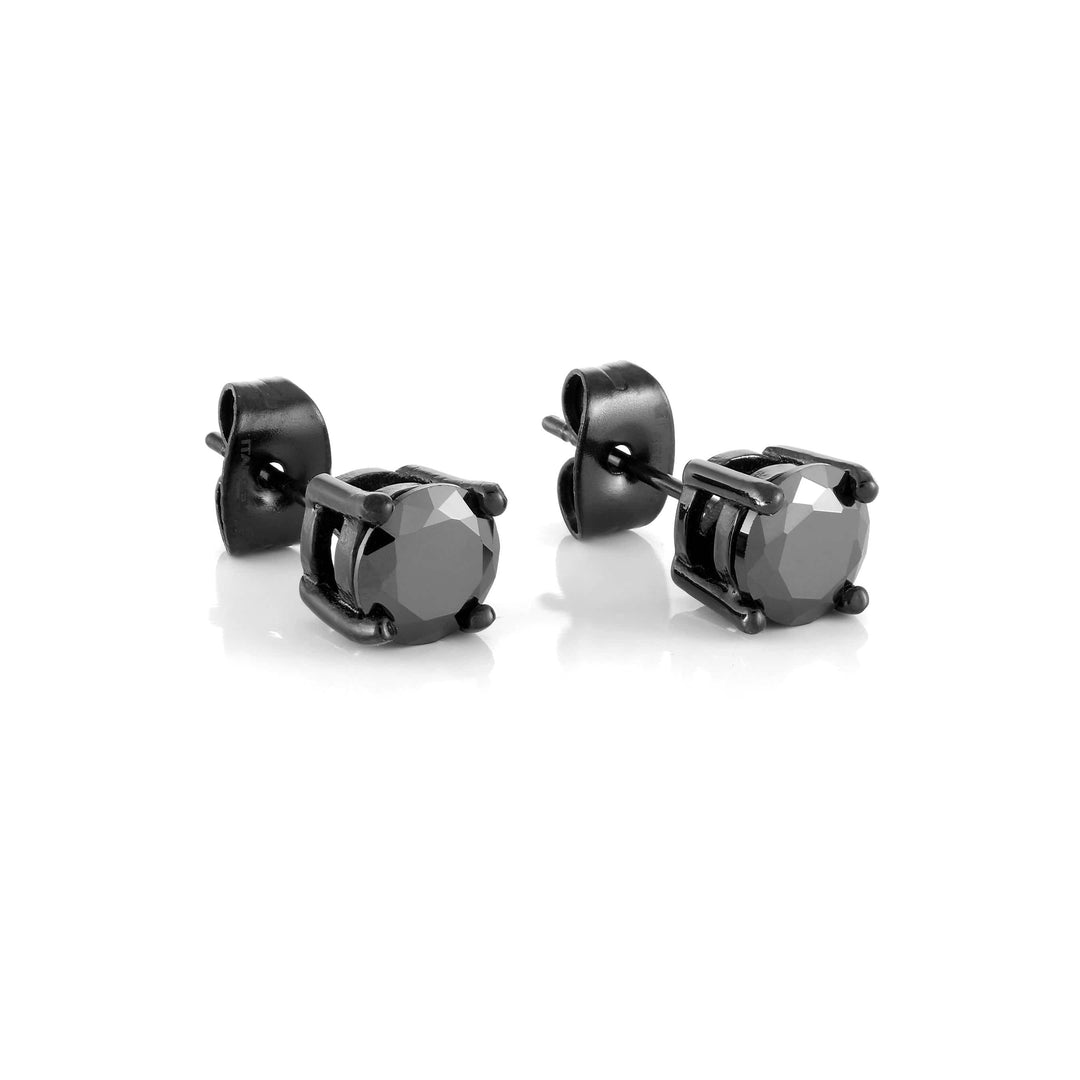 Italgem Steel Black C.Z Stud Earrings.