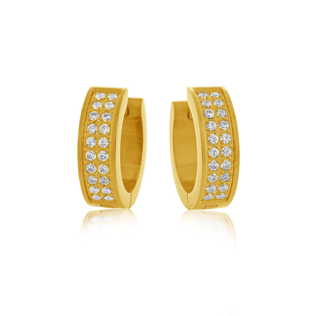 Italgem steel Yellow IP Plated C.Z Huggie Earrings.