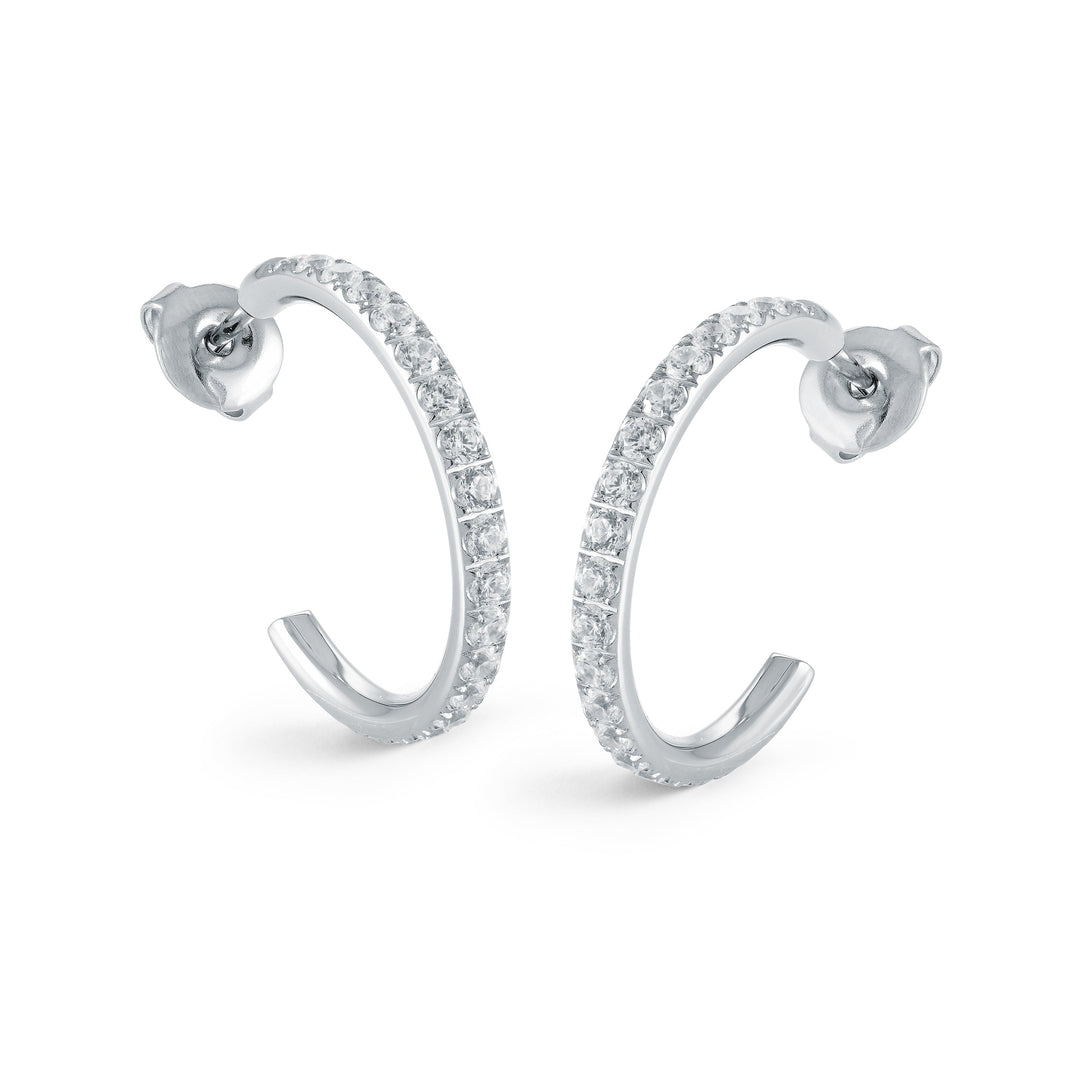 Italgem Steel Studded Open Hoop Earrings 22mm