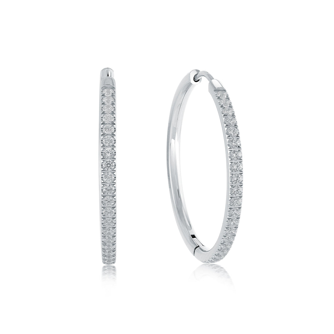 Italgem Steel Studded Eternity Hoop Earrings 29.5mm