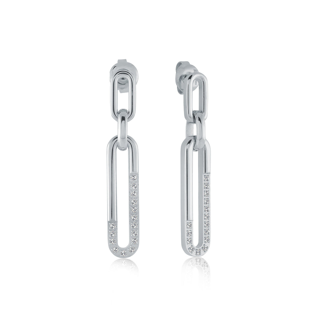 Italgem Steel Studded Oval Dangle Earrings