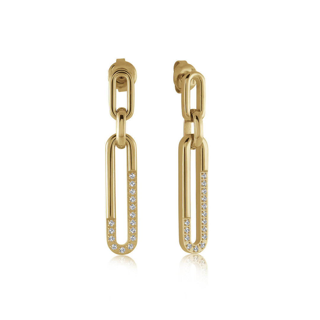 Italgem Steel Studded Oval Dangle Earrings
