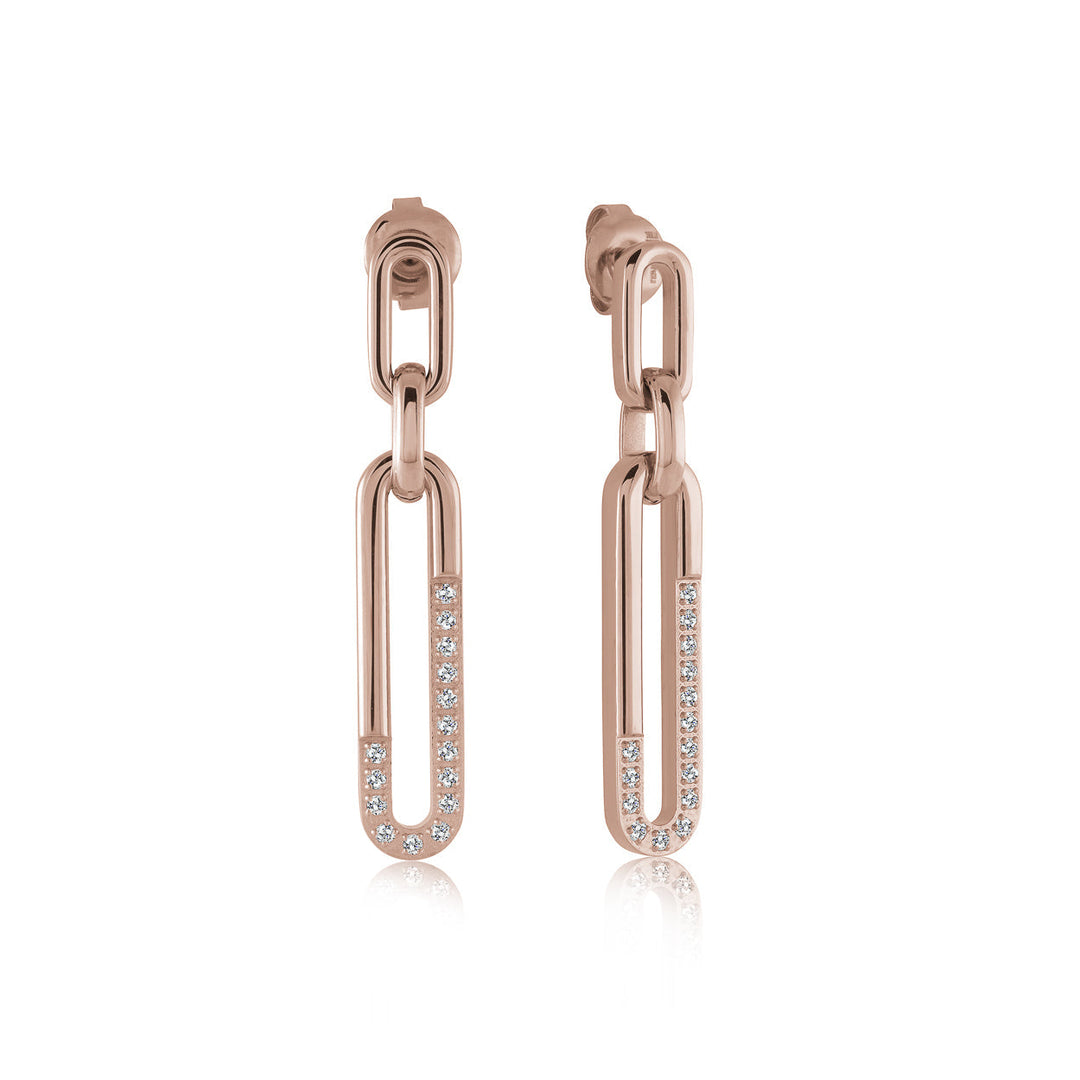 Italgem Steel Studded Oval Dangle Earrings