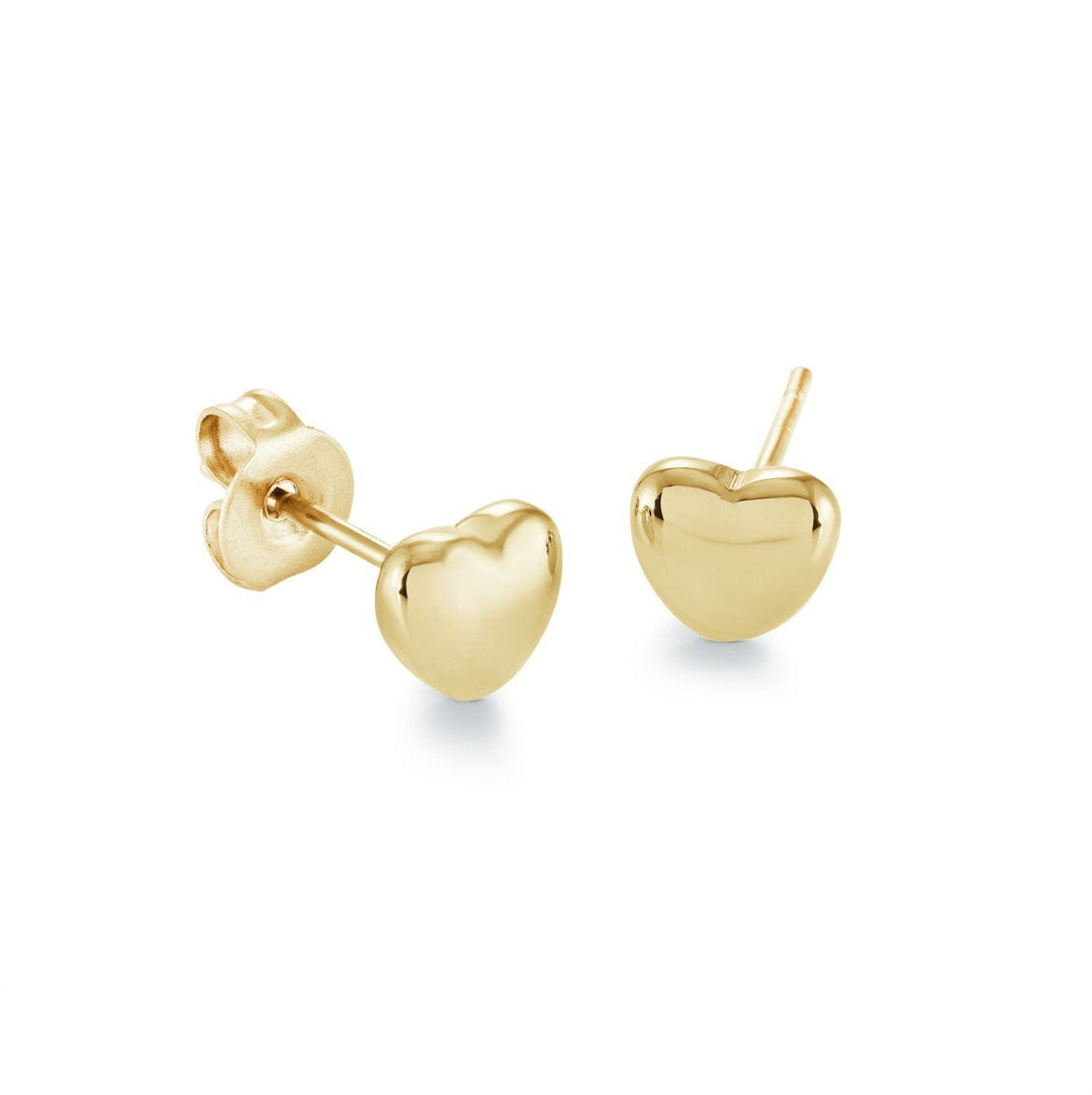 Veloria Gold IP Stainless Steel Puff Heart Stud Earrings