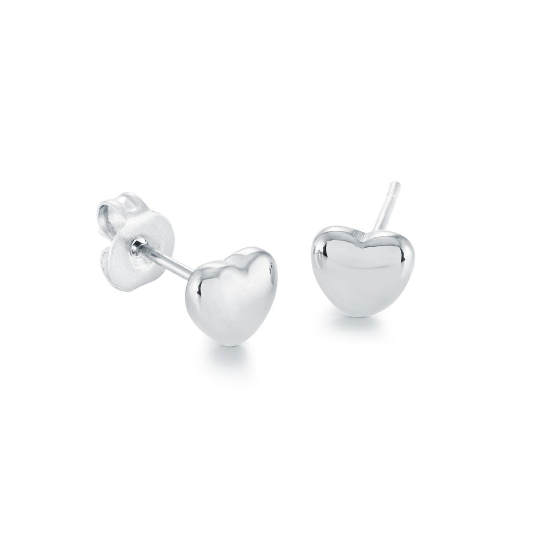 Veloria Stainless Steel Puff Heart Stud Earrings