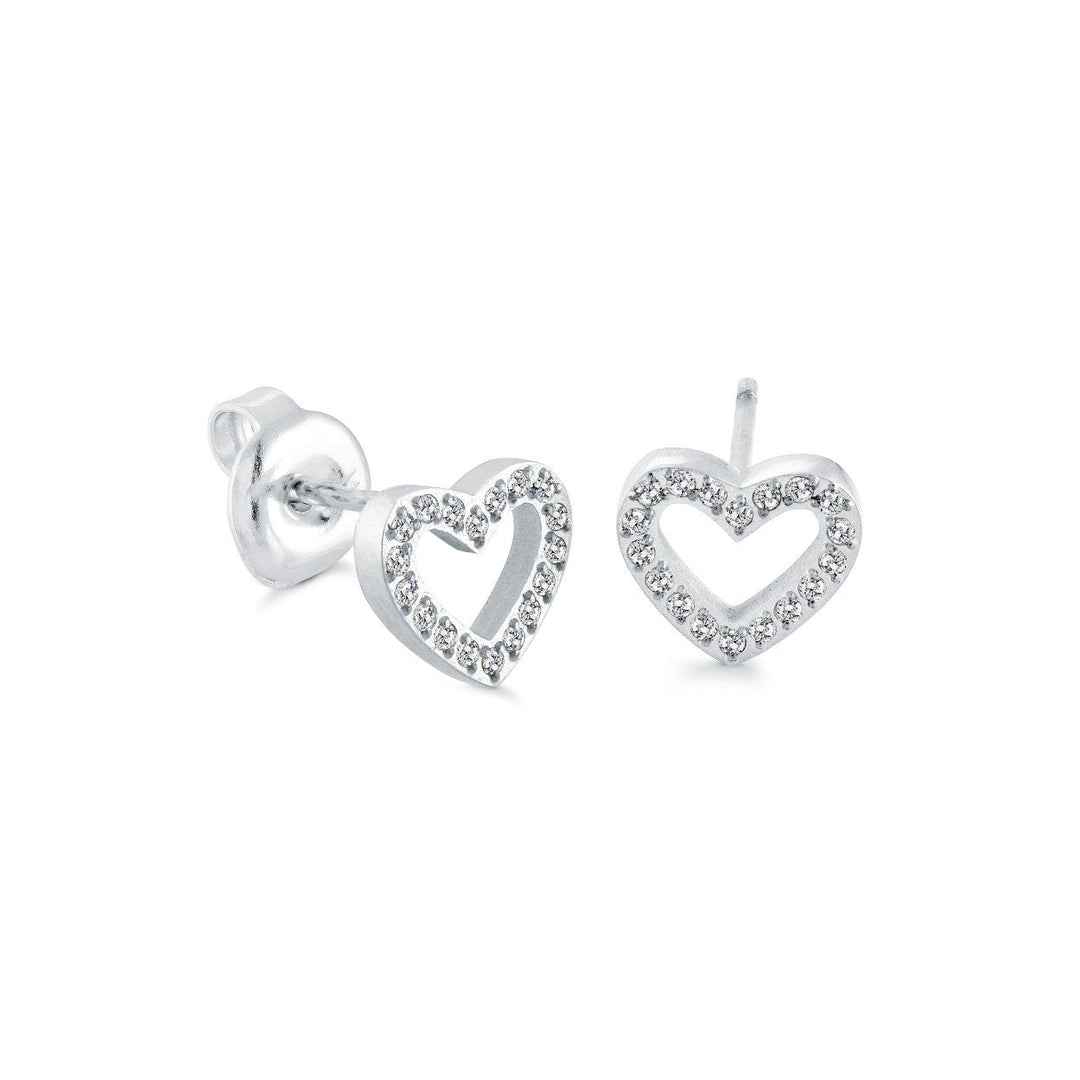 Veloria Stainless Steel Dainty Heart White CZ Stud Earrings