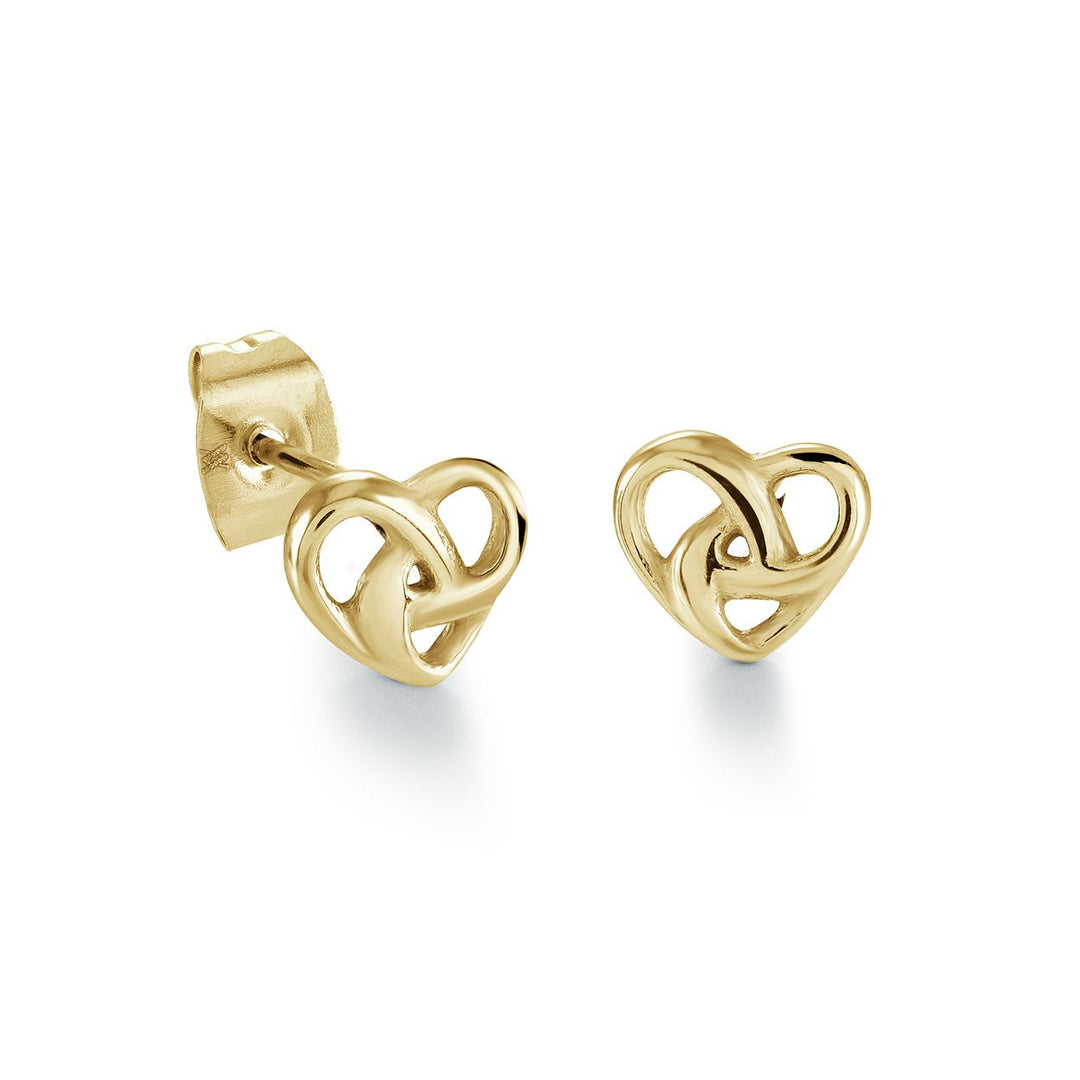 Veloria Gold IP Stainless Steel 6mm Heart Knot Stud Earrings