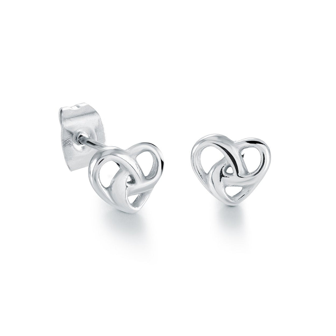 Veloria Stainless Steel 6mm Heart Knot Stud Earrings
