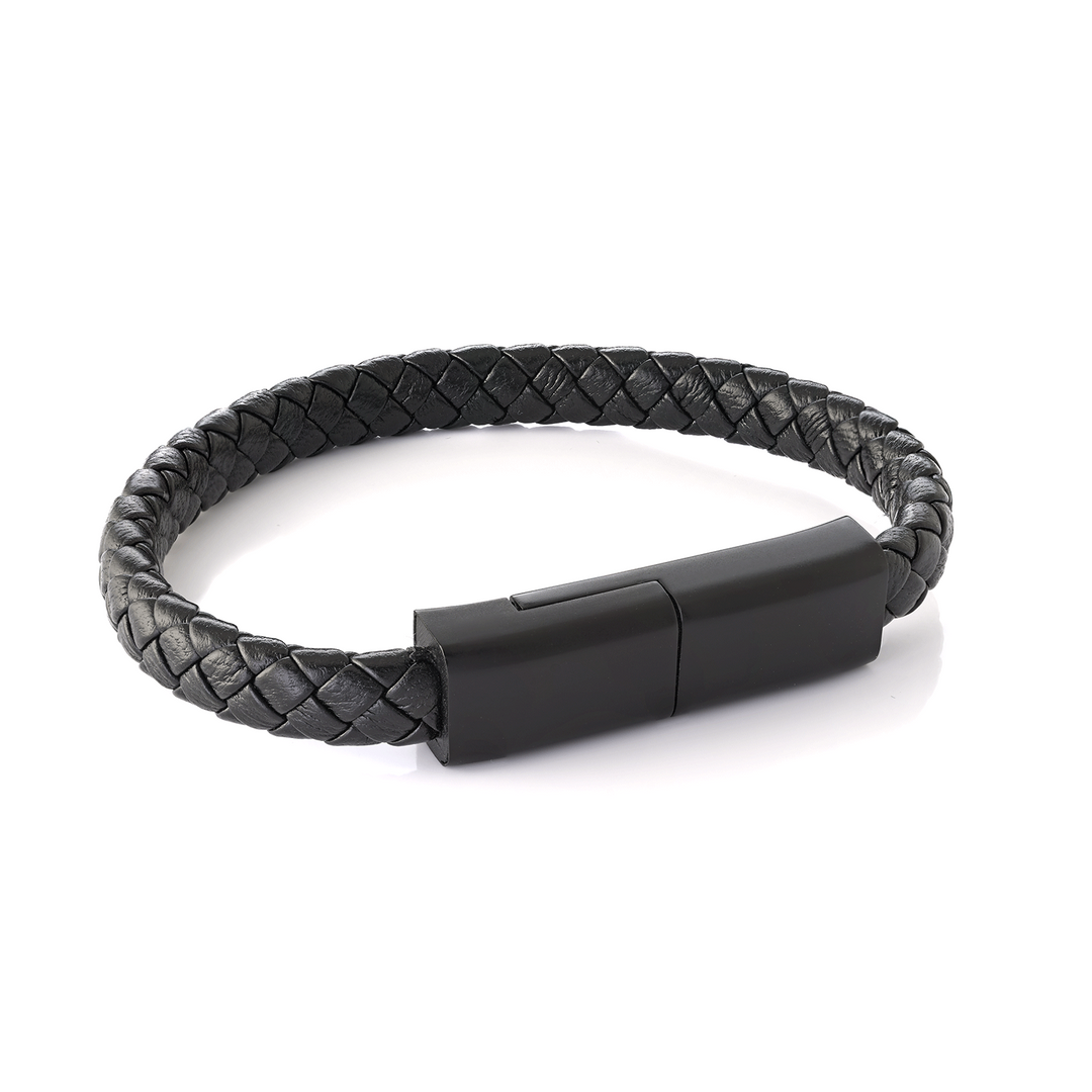 Italgem Steel iPhone Cable Leather Bracelet