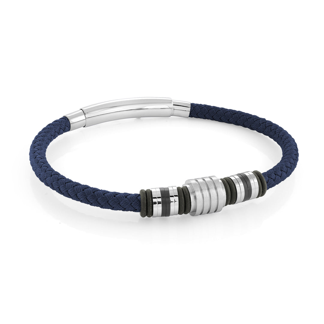 Italgem Steel Nylon Center Polished Bracelet