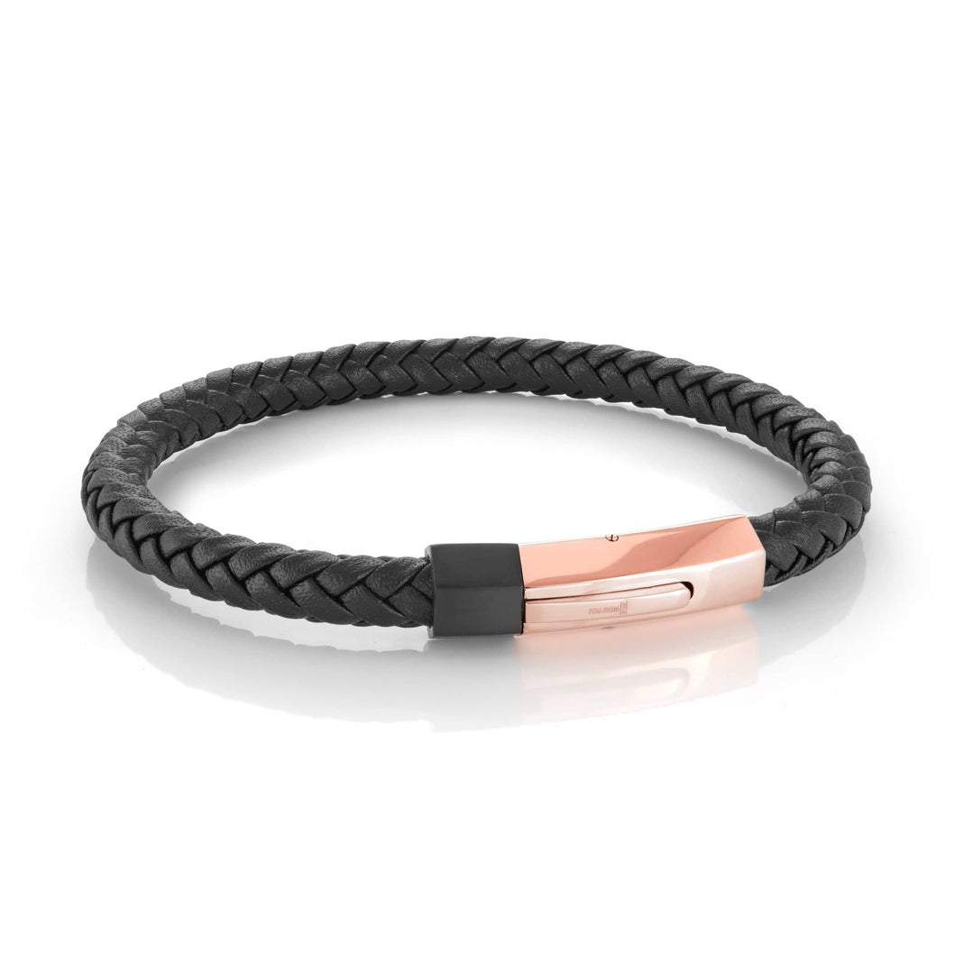 Italgem Steel Hexagon Leather Bracelet 6mm